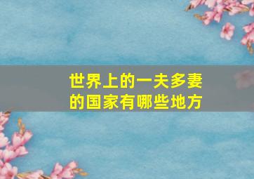 世界上的一夫多妻的国家有哪些地方