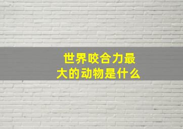 世界咬合力最大的动物是什么