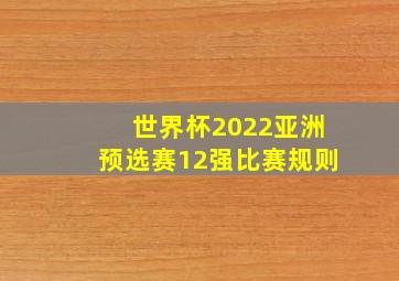 世界杯2022亚洲预选赛12强比赛规则