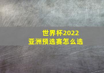 世界杯2022亚洲预选赛怎么选