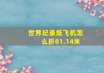 世界纪录纸飞机怎么折81.14米