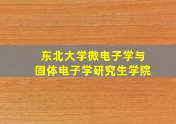 东北大学微电子学与固体电子学研究生学院