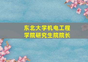 东北大学机电工程学院研究生院院长