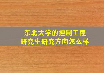 东北大学的控制工程研究生研究方向怎么样