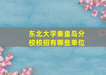 东北大学秦皇岛分校校招有哪些单位