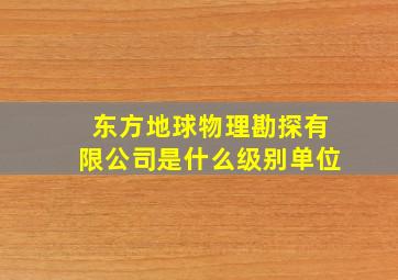 东方地球物理勘探有限公司是什么级别单位