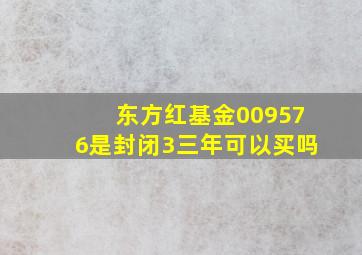 东方红基金009576是封闭3三年可以买吗