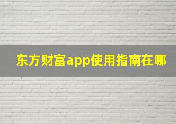 东方财富app使用指南在哪