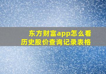 东方财富app怎么看历史股价查询记录表格