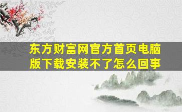 东方财富网官方首页电脑版下载安装不了怎么回事