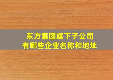 东方集团旗下子公司有哪些企业名称和地址