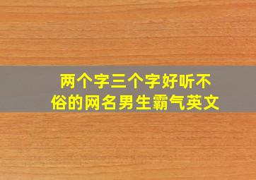 两个字三个字好听不俗的网名男生霸气英文