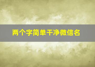 两个字简单干净微信名