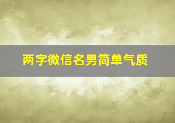 两字微信名男简单气质