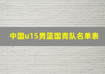 中国u15男篮国青队名单表