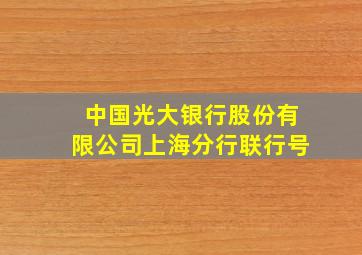 中国光大银行股份有限公司上海分行联行号