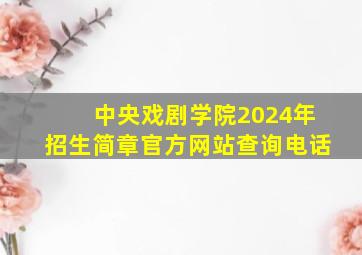 中央戏剧学院2024年招生简章官方网站查询电话