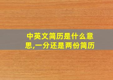 中英文简历是什么意思,一分还是两份简历