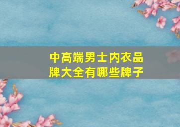 中高端男士内衣品牌大全有哪些牌子