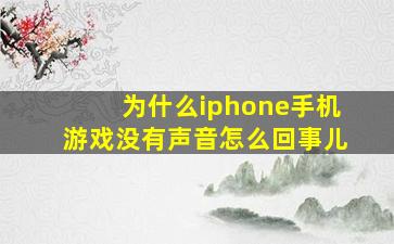 为什么iphone手机游戏没有声音怎么回事儿