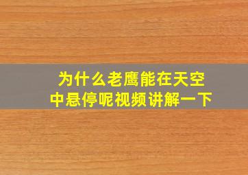 为什么老鹰能在天空中悬停呢视频讲解一下