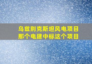 乌兹别克斯坦风电项目那个电建中标这个项目