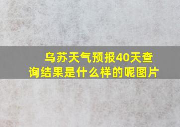 乌苏天气预报40天查询结果是什么样的呢图片