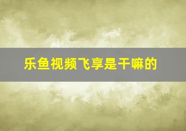 乐鱼视频飞享是干嘛的