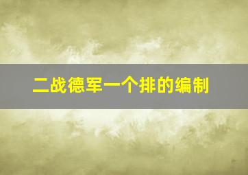 二战德军一个排的编制