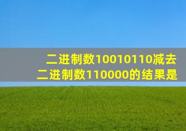 二进制数10010110减去二进制数110000的结果是