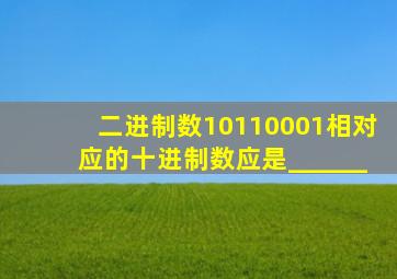 二进制数10110001相对应的十进制数应是______