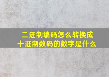 二进制编码怎么转换成十进制数码的数字是什么