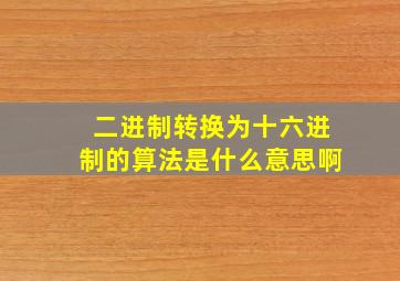 二进制转换为十六进制的算法是什么意思啊