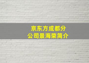 京东方成都分公司景海荣简介