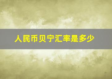 人民币贝宁汇率是多少