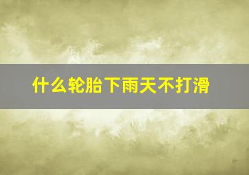 什么轮胎下雨天不打滑