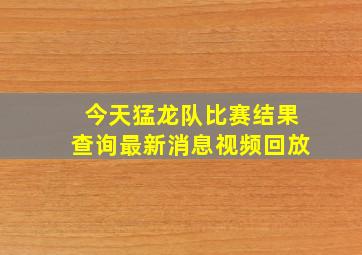 今天猛龙队比赛结果查询最新消息视频回放