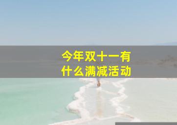 今年双十一有什么满减活动