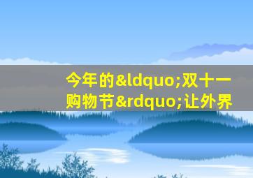 今年的“双十一购物节”让外界