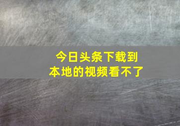 今日头条下载到本地的视频看不了