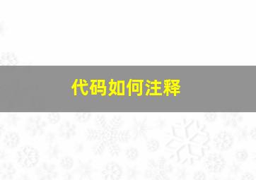 代码如何注释