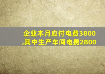 企业本月应付电费3800,其中生产车间电费2800