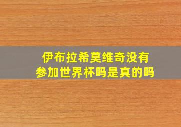 伊布拉希莫维奇没有参加世界杯吗是真的吗