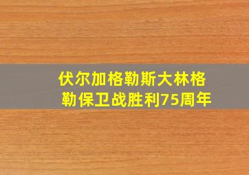 伏尔加格勒斯大林格勒保卫战胜利75周年