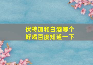 伏特加和白酒哪个好喝百度知道一下