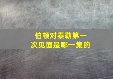 伯顿对泰勒第一次见面是哪一集的