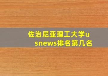 佐治尼亚理工大学usnews排名第几名