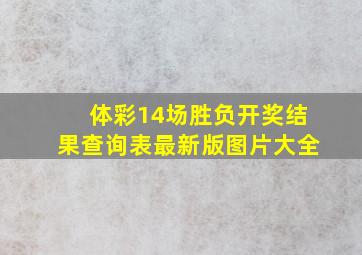 体彩14场胜负开奖结果查询表最新版图片大全