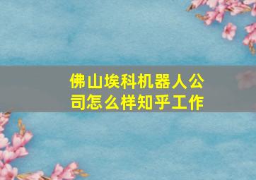 佛山埃科机器人公司怎么样知乎工作