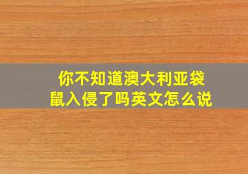 你不知道澳大利亚袋鼠入侵了吗英文怎么说